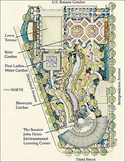 carte du jardin botanique des États-Unis