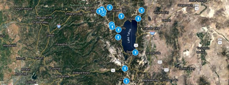 carte des stations de ski lac tahoe