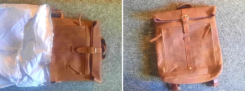 livraison sac à dos en cuir fait main