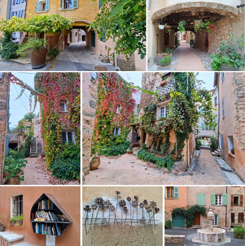 Visiter Cotignac ruelles fleuries et couleurs automne Provence Verte Ruelles pittoresques de Cotignac en Provence Verte ornées de lierre, de vignes et de façades colorées aux tons d’automne.