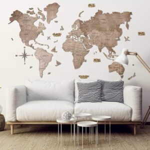 Harta lumii de lemn 2D terra