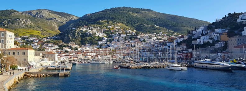 Croazieră de o zi din Atena. Excursie de o zi la Insulele Saronice din Atena, croazieră în portul Aegina Poros Hydra din Grecia, cu veliere, case de piatră și dealuri