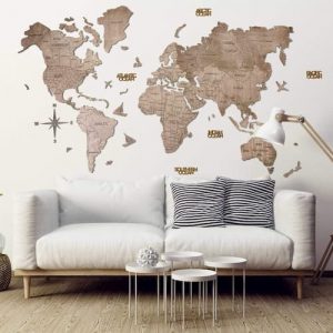 2D Wooden World Map for Wall Terra