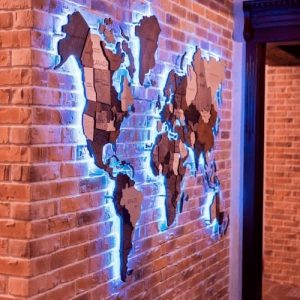 Acrylic 3D LED World Map