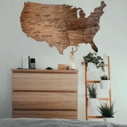 Wooden USA Map Wall Art