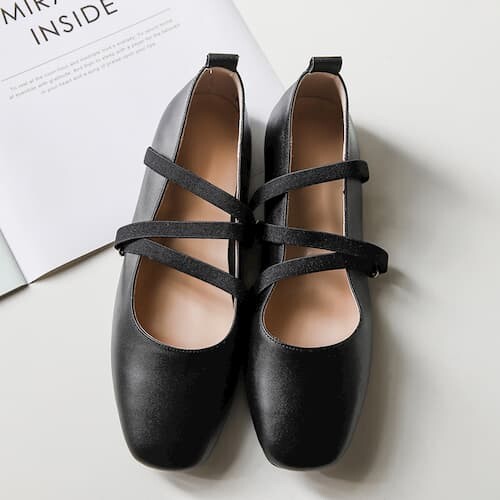 cristen square toe block heels pumps black