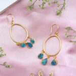 Gold Earrings with Blue Stones