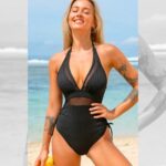 Black Halter One Piece Swimsuit