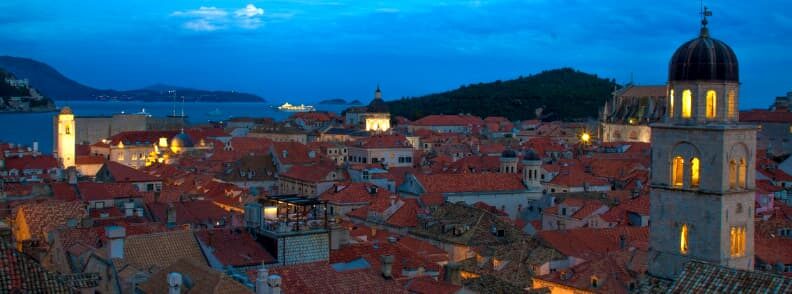 dubrovnik town harbor at night dubrovnik town harbor at night