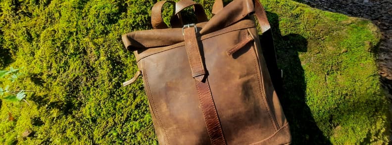 rustic leather backpack