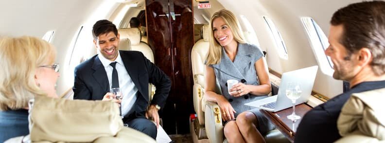 flying on private plane with friends or family