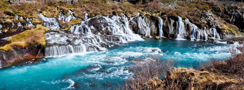 Hraunfossar waterfalls Iceland Hraunfossar waterfalls Iceland