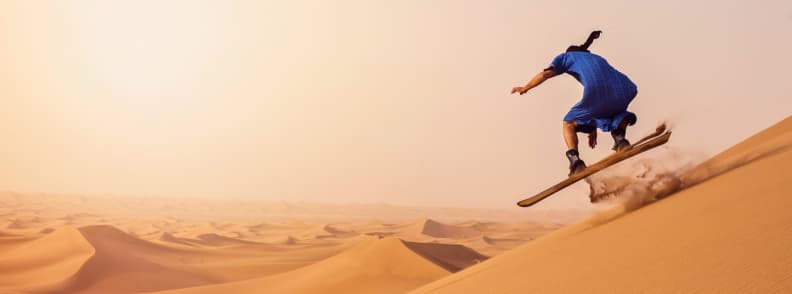 desert safari dubai sandboarding
