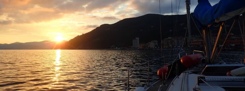 chiavari anchoring at night in italy