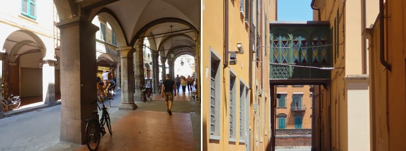 Pisa walking tour Covered arcades and narrow alleys seen during a Pisa walking tour, showcasing lesser-known streets and Pisa hidden gems beyond Piazza dei Miracoli.