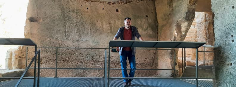 Mathieu Letailleur inside the Salles Basses of the Château des Baux-de-Provence, former kitchens and workshops carved into the rock of the medieval fortress