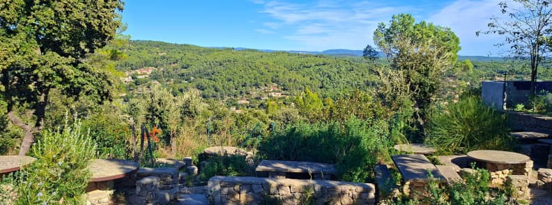 View from Notre Dame de Graces Sanctuary Cotignac View over Provence hills and villages from the Sanctuary of Notre-Dame de Grâces in Cotignac France.