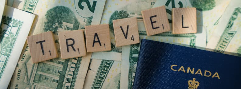 High quality international travel insurance essentials Travel insurance concept with passport currency and letter tiles spelling travel