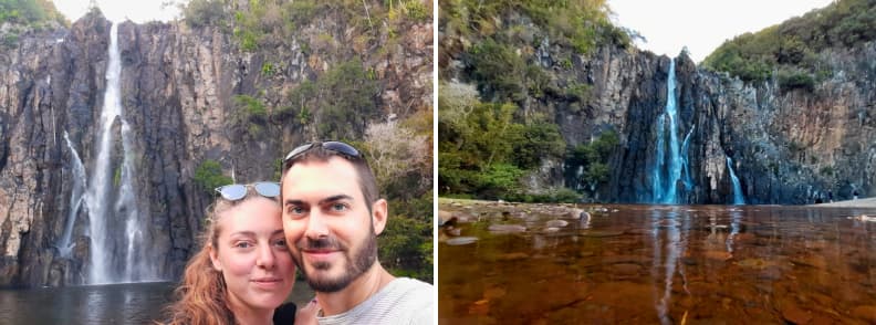 Mathieu and Mirela Letailleur The Travel Bunny at Cascade Niagara Reunion waterfall in Sainte Suzanne