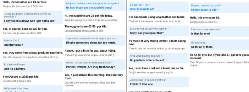 Timekettle W4 AI Interpreter Earbuds translation results showing errors in fast and accurate modes during street market conversation tests.