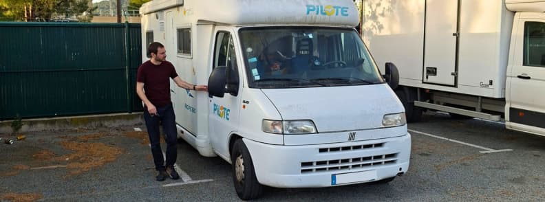 Motorhome parked at Auchan in Brignoles used for overnight stay during the Foire de Brignoles.