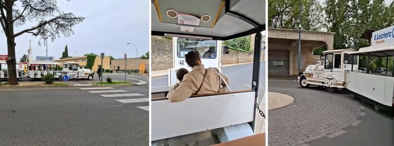 Le Petit Train shuttle transporting visitors between Brignoles town and the Foire de Brignoles entrances.