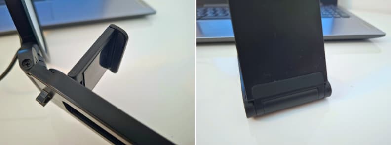 LitONES VersaGlow V01 review showing the rubber-padded clip and protective support points designed for thin laptop screens and ultrabooks.