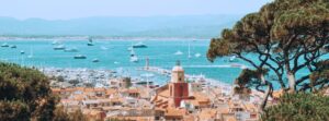 French Riviera Private Tours from Nice Saint Tropez View Panoramic view of Saint-Tropez old town and harbor, a popular stop on French Riviera private tours from Nice