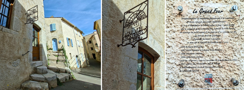 Le Grand Four Communal Bread Oven Mons Var Le Grand Four in Mons Var, with the Lou Fournas wrought-iron sign and plaque explaining the history of the village communal bread oven.